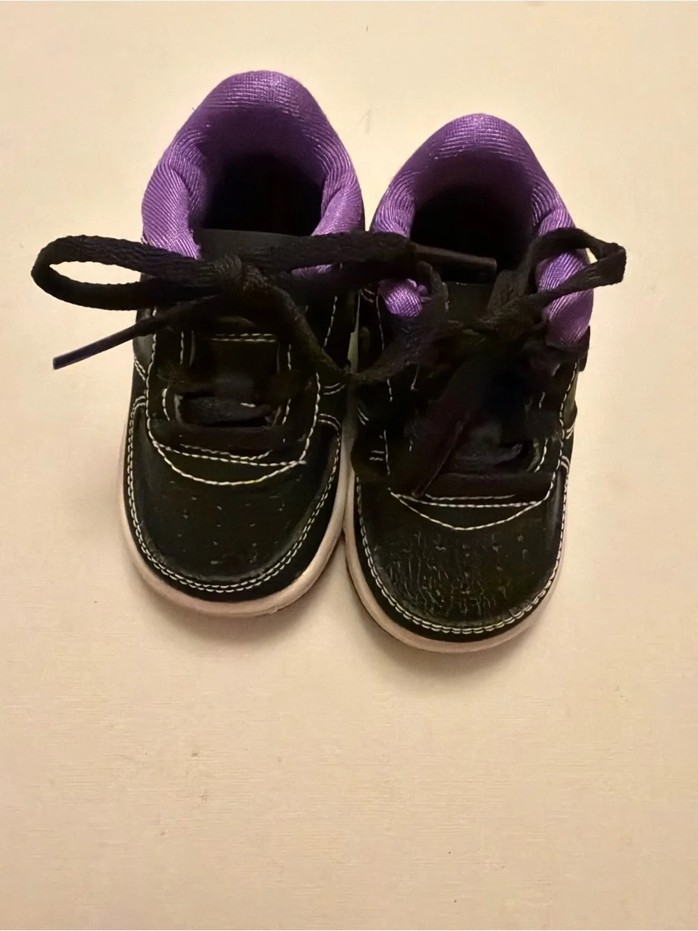 Kids Black and Purple Lace-Up Sneakers